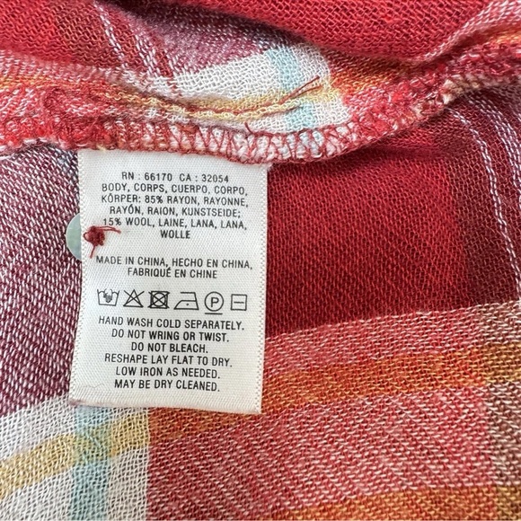 Anthropologie Akemi + Kin Women Size Small Red Lucie Plaid Long Sleeve Tunic Top - Picture 7 of 9